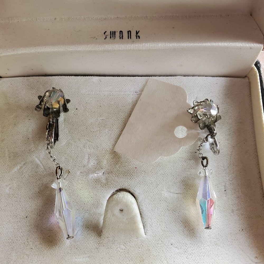 Vintage Rhinestone & Crystal Clip On Earrings